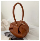 Luxury Round Handbag حقيبة يد نسائية دائرية Mini Shoulder Bag بتصميم أنيق من PU Leather