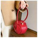Luxury Round Handbag حقيبة يد نسائية دائرية Mini Shoulder Bag بتصميم أنيق من PU Leather