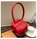 Luxury Round Handbag حقيبة يد نسائية دائرية Mini Shoulder Bag بتصميم أنيق من PU Leather