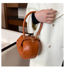 Luxury Round Handbag حقيبة يد نسائية دائرية Mini Shoulder Bag بتصميم أنيق من PU Leather