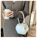 Luxury Round Handbag حقيبة يد نسائية دائرية Mini Shoulder Bag بتصميم أنيق من PU Leather