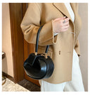 Luxury Round Handbag حقيبة يد نسائية دائرية Mini Shoulder Bag بتصميم أنيق من PU Leather