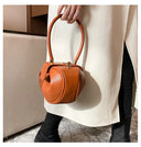 Luxury Round Handbag حقيبة يد نسائية دائرية Mini Shoulder Bag بتصميم أنيق من PU Leather