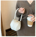 Luxury Round Handbag حقيبة يد نسائية دائرية Mini Shoulder Bag بتصميم أنيق من PU Leather