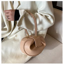 Luxury Round Handbag حقيبة يد نسائية دائرية Mini Shoulder Bag بتصميم أنيق من PU Leather
