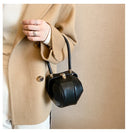 Luxury Round Handbag حقيبة يد نسائية دائرية Mini Shoulder Bag بتصميم أنيق من PU Leather