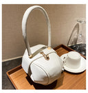 Luxury Round Handbag حقيبة يد نسائية دائرية Mini Shoulder Bag بتصميم أنيق من PU Leather