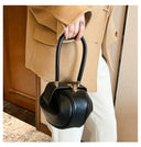 Luxury Round Handbag حقيبة يد نسائية دائرية Mini Shoulder Bag بتصميم أنيق من PU Leather