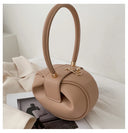 Luxury Round Handbag حقيبة يد نسائية دائرية Mini Shoulder Bag بتصميم أنيق من PU Leather