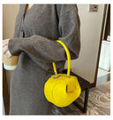 Luxury Round Handbag حقيبة يد نسائية دائرية Mini Shoulder Bag بتصميم أنيق من PU Leather