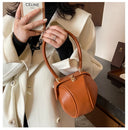 Luxury Round Handbag حقيبة يد نسائية دائرية Mini Shoulder Bag بتصميم أنيق من PU Leather