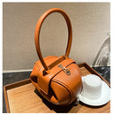 Luxury Round Handbag حقيبة يد نسائية دائرية Mini Shoulder Bag بتصميم أنيق من PU Leather
