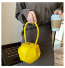 Luxury Round Handbag حقيبة يد نسائية دائرية Mini Shoulder Bag بتصميم أنيق من PU Leather