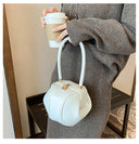 Luxury Round Handbag حقيبة يد نسائية دائرية Mini Shoulder Bag بتصميم أنيق من PU Leather