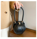 Luxury Round Handbag حقيبة يد نسائية دائرية Mini Shoulder Bag بتصميم أنيق من PU Leather