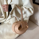 Luxury Round Handbag حقيبة يد نسائية دائرية Mini Shoulder Bag بتصميم أنيق من PU Leather