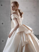 فستان زفاف أبيض ساتان حريري 2026 (White Bride Satin Slik)