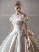 فستان زفاف أبيض ساتان حريري 2026 (White Bride Satin Slik)
