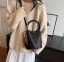 Fashion Bucket Bag حقيبة نسائية Bucket Bag أنيقة بتصميم Woven Effect مع Shoulder & Crossbody Strap