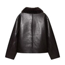 Faux Leather Women Jacket جاكيت نسائي جلد صناعي بأكمام طويلة Reversible Jacket بتصميم أنيق 2025