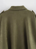 Women Bomber Jacket جاكيت بومبر نسائي بتصميم Vintage مع Turn-Down Collar وأكمام طويلة