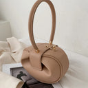 Luxury Round Handbag حقيبة يد نسائية دائرية Mini Shoulder Bag بتصميم أنيق من PU Leather