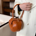 Luxury Round Handbag حقيبة يد نسائية دائرية Mini Shoulder Bag بتصميم أنيق من PU Leather