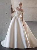 فستان زفاف أبيض ساتان حريري 2026 (White Bride Satin Slik)