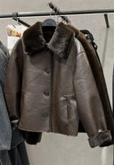 Faux Leather Women Jacket جاكيت نسائي جلد صناعي بأكمام طويلة Reversible Jacket بتصميم أنيق 2025