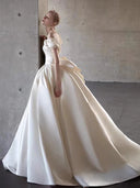 فستان زفاف أبيض ساتان حريري 2026 (White Bride Satin Slik)
