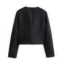Fashion Women Cropped Jacket جاكيت نسائي قصير بأكمام طويلة Button Coat بتصميم أنيق 2025