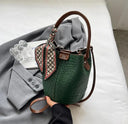 Fashion Bucket Bag حقيبة نسائية Bucket Bag أنيقة بتصميم Woven Effect مع Shoulder & Crossbody Strap