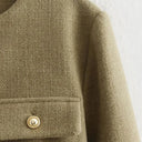 Fashion Women Cropped Jacket جاكيت نسائي قصير بأكمام طويلة Button Coat بتصميم أنيق 2025